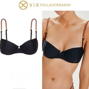 VIX PAULA HERMANNY Elis Nissi Top Cord Strap Black Bra Sz S 126$